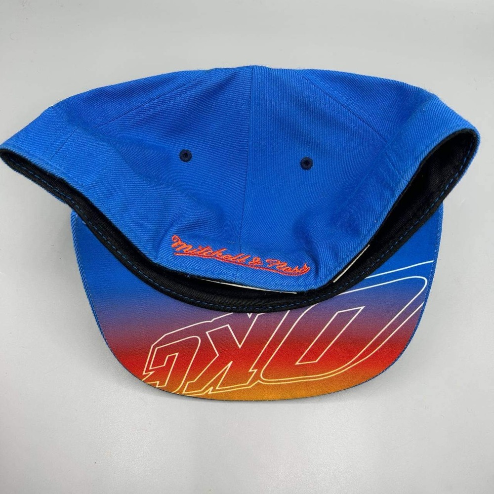 Oklahoma City Thunder Hat Men‎ 7 1/2 Blue Embroidered Mitchell & Ness Fitted Cap - Picture 7 of 8